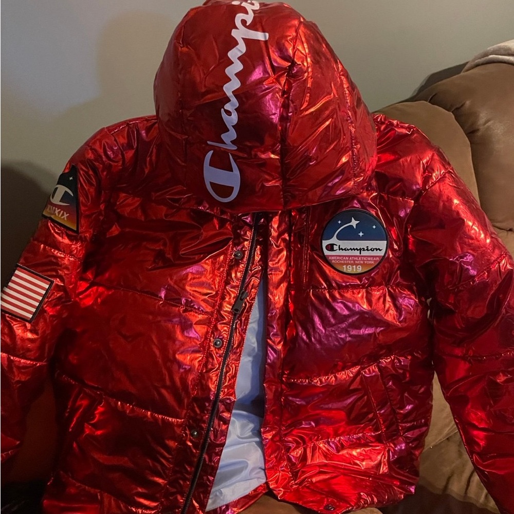 Champion Shiny Red Puffer Jacket